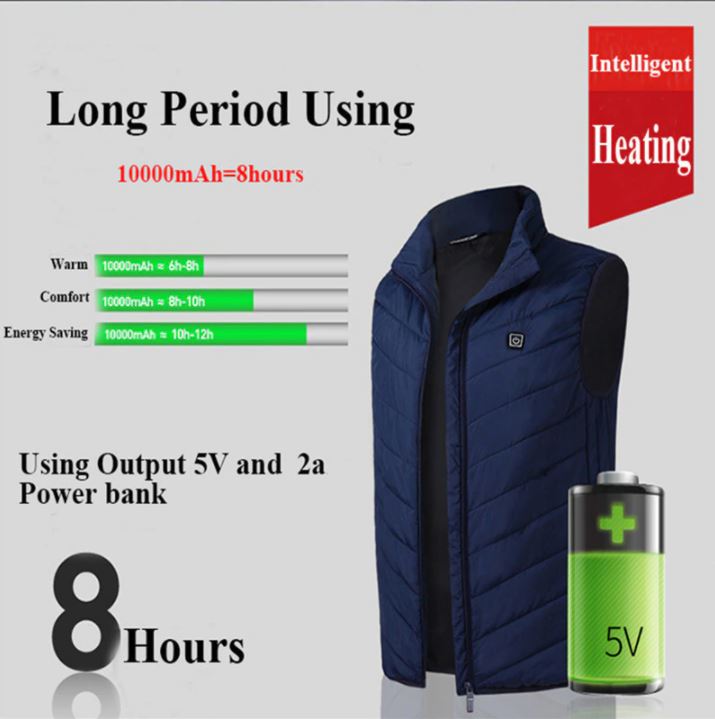 Gilet Chauffant 9 Zones Gilet Chauffant électrique Gemokrt - 9 Zones Chauffage, 3 Températures USB Gilet Thermique USB