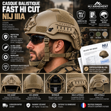 Casque pare balle FAST HI CUT ACH NIJ IIIA système Wendy