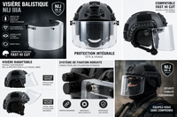 Pack Protection Intégrale NIJ IIIA - Casque FAST HI CUT + Visière NIJ IIIA