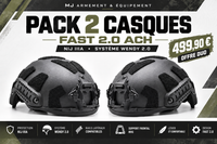 Pack de 2 casques balistiques FAST 2.0 ACH NIJ IIIA – Système Wendy 2.0 Hi cut