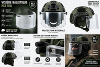 Pack Protection Intégrale NIJ IIIA - Casque FAST HI CUT + Visière NIJ IIIA