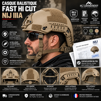 Casque pare balle FAST HI CUT ACH NIJ IIIA système Wendy